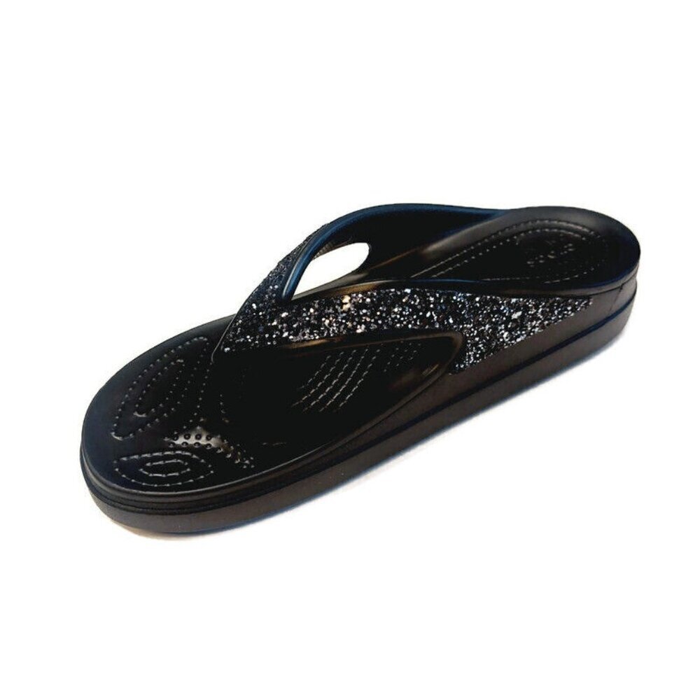 CROCS Sloane Glitter Wedge Flip Flops Womens Size 9 Lightweight Slip On Sandals - Picture 4 of 9